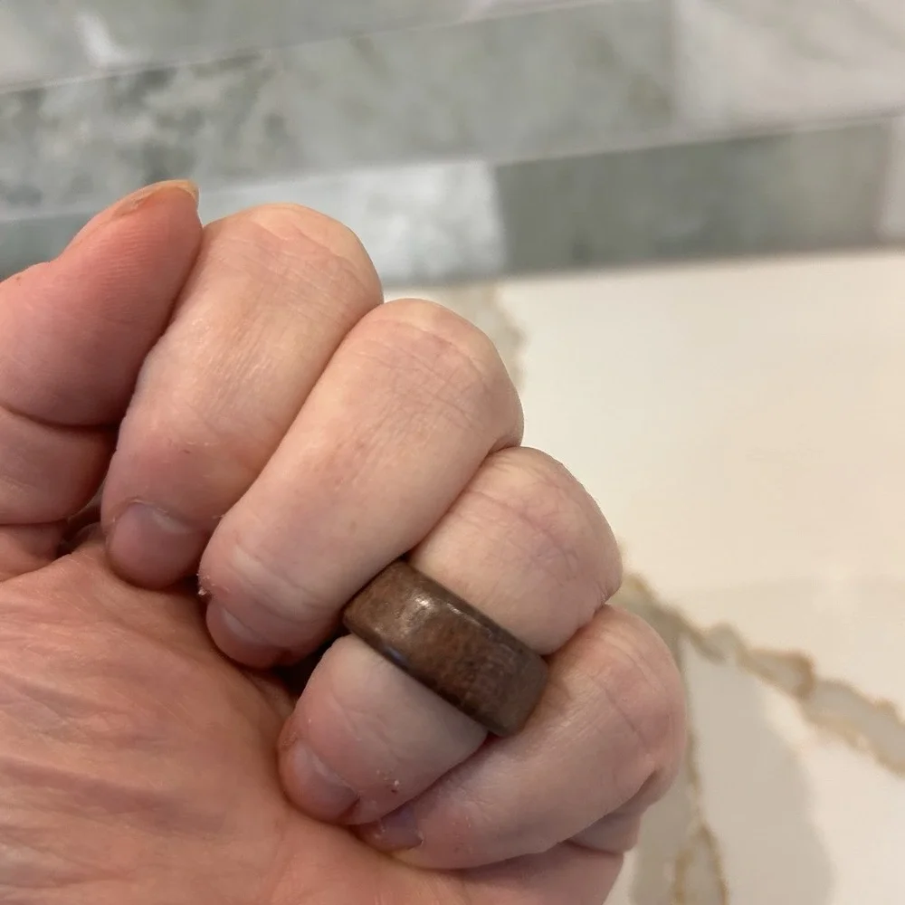 Deep Brown Wood Approx US Ring Size: 5.5